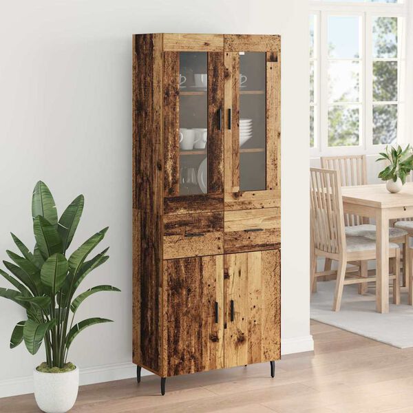 vidaXL Haut Armoire avec tiroir 2 pcs Bois Ancien Bois d'ing&eacute;nierie