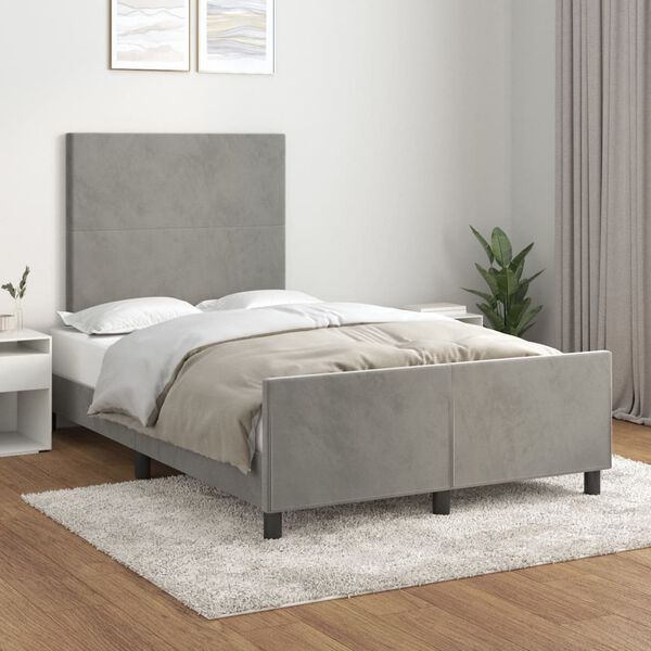 vidaXL Cadre de lit sans matelas gris clair 120x190 cm velours