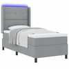vidaXL Lit &agrave; ressort LED avec matelas Gris clair 90 x 190 cm tissu