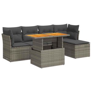 vidaXL Salon de jardin 6 pcs avec coussins gris r&eacute;sine tress&eacute;e