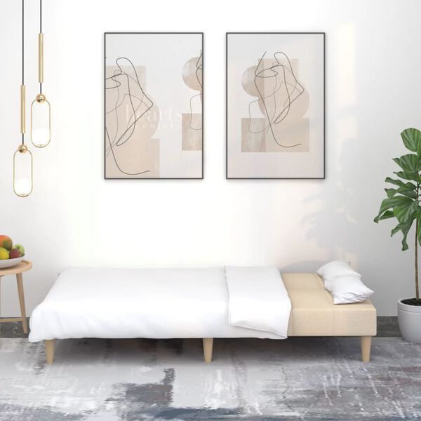 vidaXL Canap&eacute;-lit &agrave; 2 places cr&egrave;me tissu