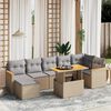 vidaXL Salon de jardin avec coussins 8 pcs beige r&eacute;sine tress&eacute;e