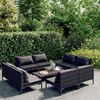 vidaXL Salon de jardin 9 pcs avec coussins Résine tressée Gris foncé