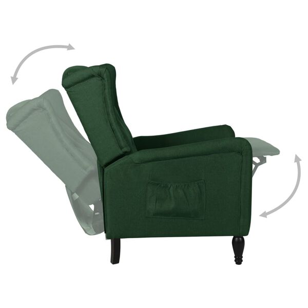 vidaXL Fauteuil inclinable Vert fonc&eacute; Tissu