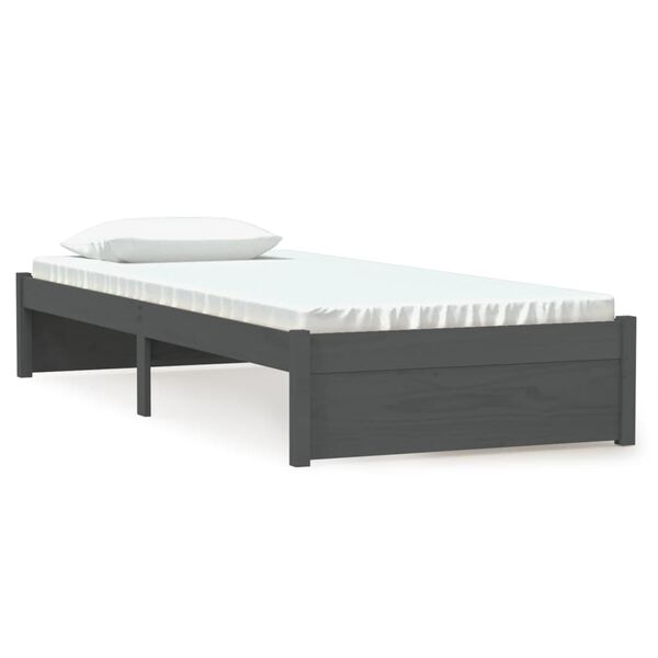 vidaXL Cadre de lit sans matelas gris bois massif 75x190 cm
