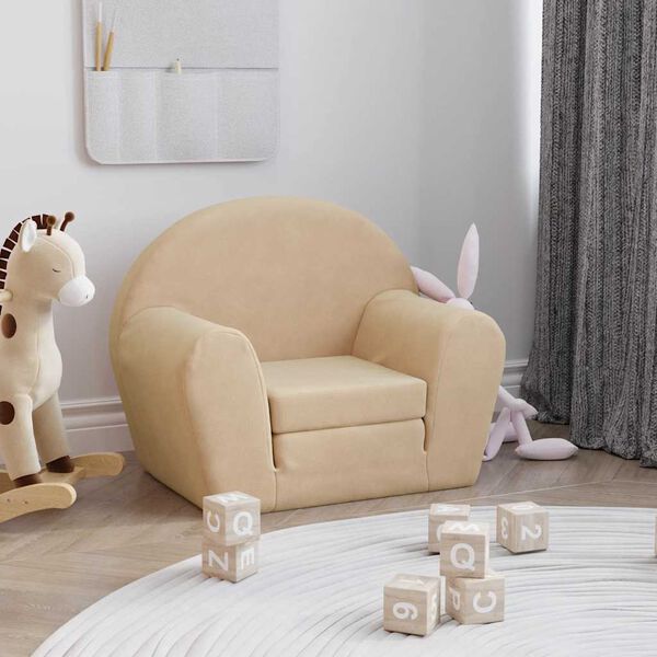 vidaXL Canap&eacute;-lit pour enfants cr&egrave;me peluche douce