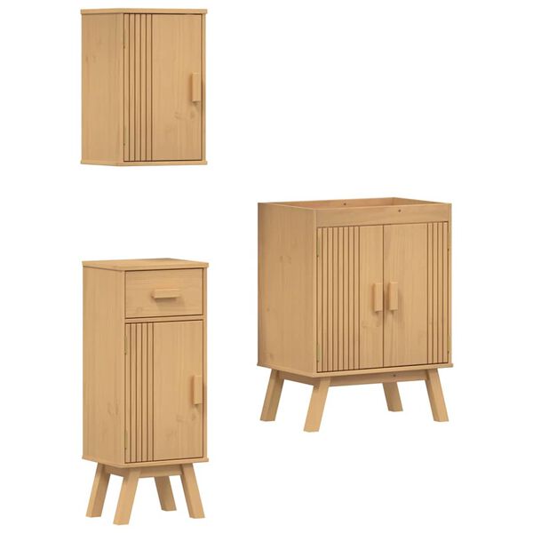 vidaXL Ensemble de mobilier de salle de bain avec tiroir 3 pcs Marron