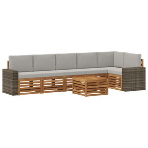 vidaXL Ensemble de canap&eacute;s d'ext&eacute;rieur 7 pc Naturel et gris clair