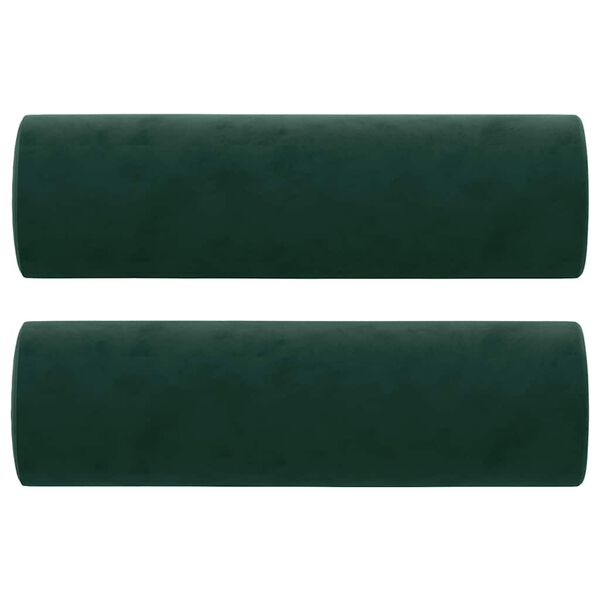 vidaXL Coussins décoratifs lot de 2 Vert foncé Ø15x50 cm Velours