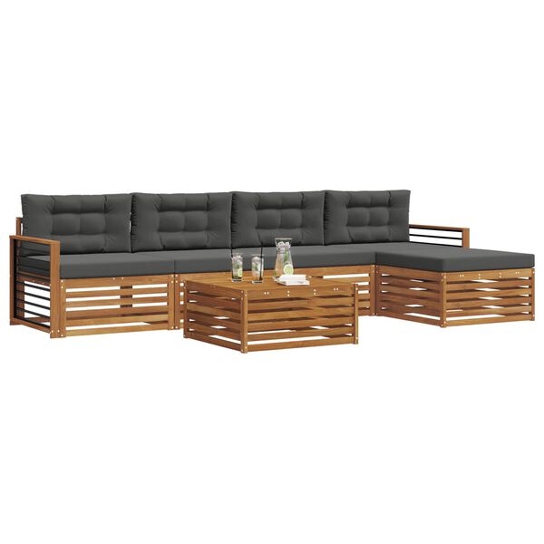 vidaXL Ensemble de canap&eacute;s d'ext&eacute;rieur 6 pcs Naturel et Anthracite