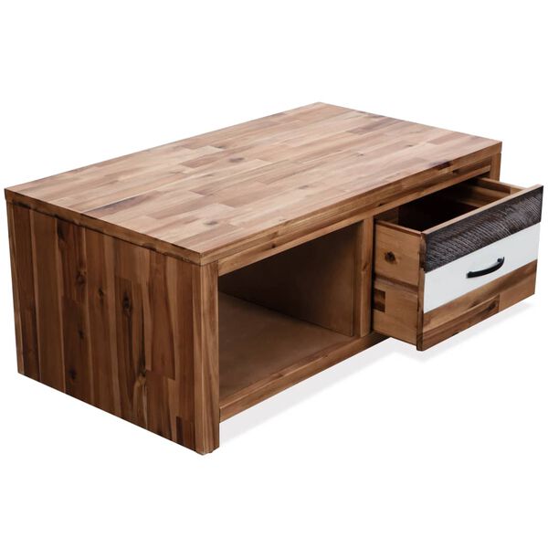 vidaXL Table basse Bois d'acacia massif 90x50x37,5 cm