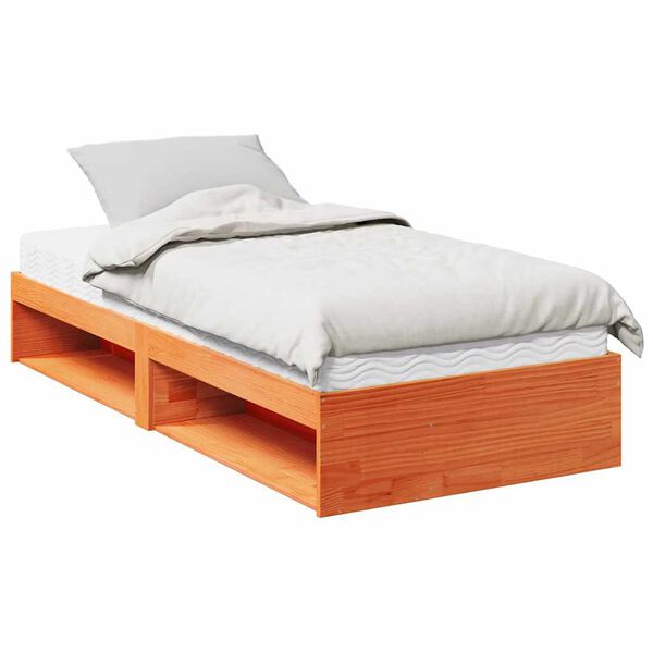 vidaXL Lit de jour avec matelas cire marron 90x200 cm bois pin massif