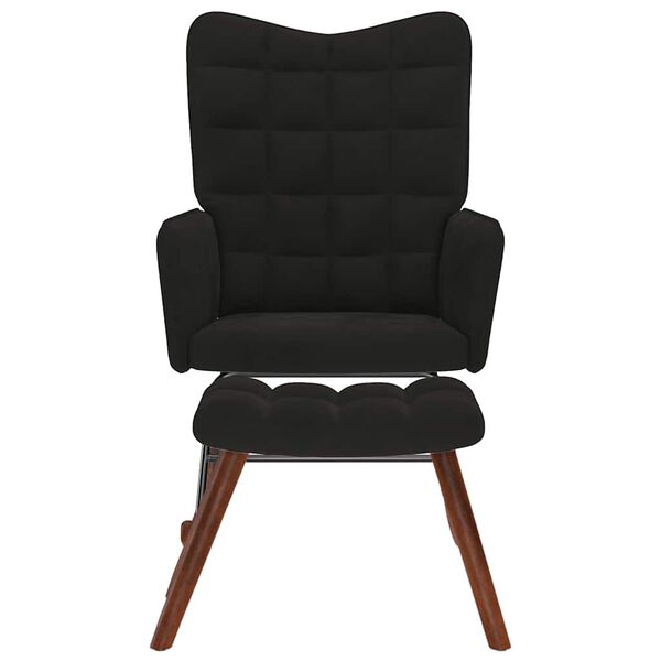 vidaXL Chaise &agrave; bascule avec tabouret en velours noir