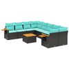 vidaXL Salon de jardin 9 pcs avec coussins noir r&eacute;sine tress&eacute;e