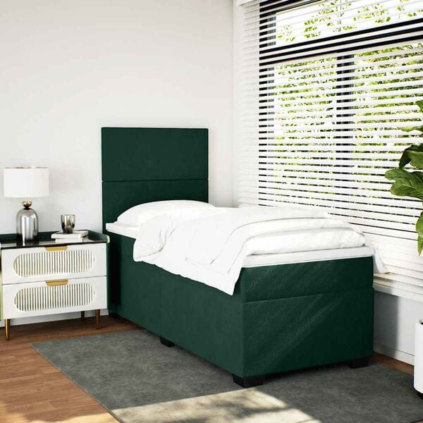 vidaXL Sommier &agrave; lattes de lit avec matelas Vert fonc&eacute; 100x200 cm