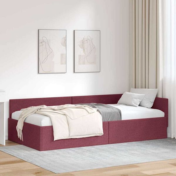 vidaXL Cadre de lit d'angle Bordeaux 80 cm x 200 cm Velours