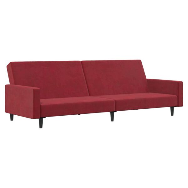 vidaXL Canap&eacute;-lit &agrave; 2 places Rouge bordeaux Velours