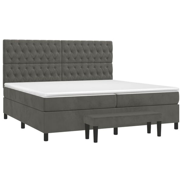 vidaXL Sommier &agrave; lattes de lit et matelas Gris fonc&eacute; 200x200cm Velours