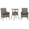 vidaXL Ensemble &agrave; manger de jardin et coussins 3 pcs gris rotin acacia
