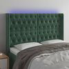 vidaXL T&ecirc;te de lit &agrave; LED Vert fonc&eacute; 147x16x118/128 cm Velours