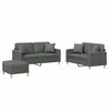 vidaXL Ensemble de canap&eacute;s 3 pcs coussins gris fonc&eacute; tissu