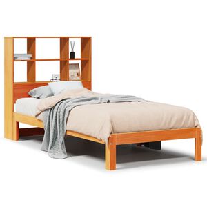vidaXL Lit biblioth&egrave;que sans matelas cire marron 100x200 cm pin massif
