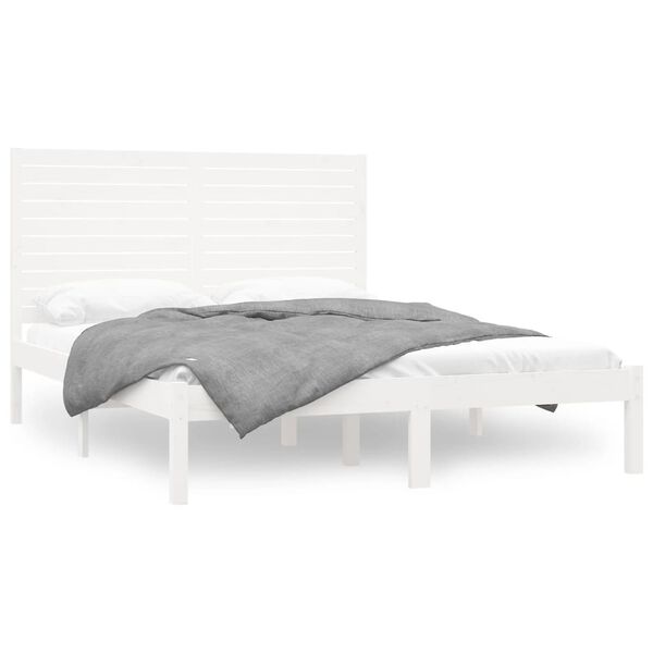vidaXL Cadre de lit sans matelas blanc 120x200 cm bois massif
