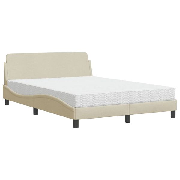 vidaXL Lit avec matelas Dover cr&egrave;me 140x200 cm tissu