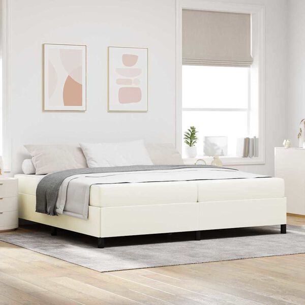 vidaXL Cadre de lit avec matelas Cr&egrave;me 200 x 200 cm tissu
