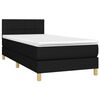 vidaXL Sommier &agrave; lattes de lit avec matelas Noir 90x190 cm Tissu