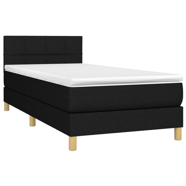 vidaXL Sommier &agrave; lattes de lit avec matelas Noir 90x190 cm Tissu