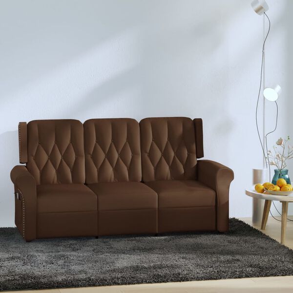 vidaXL Fauteuil de massage inclinable 3 places marron brillant