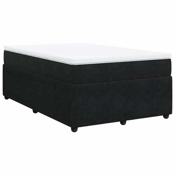 vidaXL Sommier &agrave; lattes de lit avec matelas Noir 120x200 cm Velours