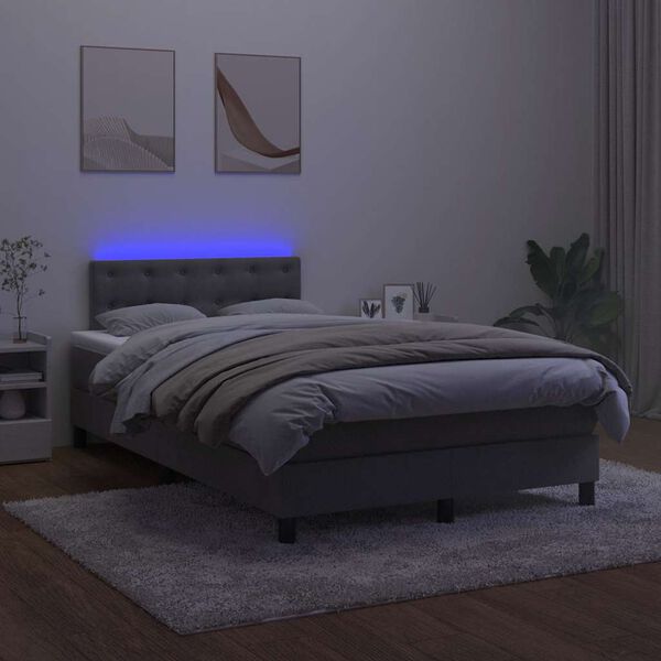 vidaXL Sommier &agrave; lattes de lit avec matelas LED gris fonc&eacute; 120x190 cm