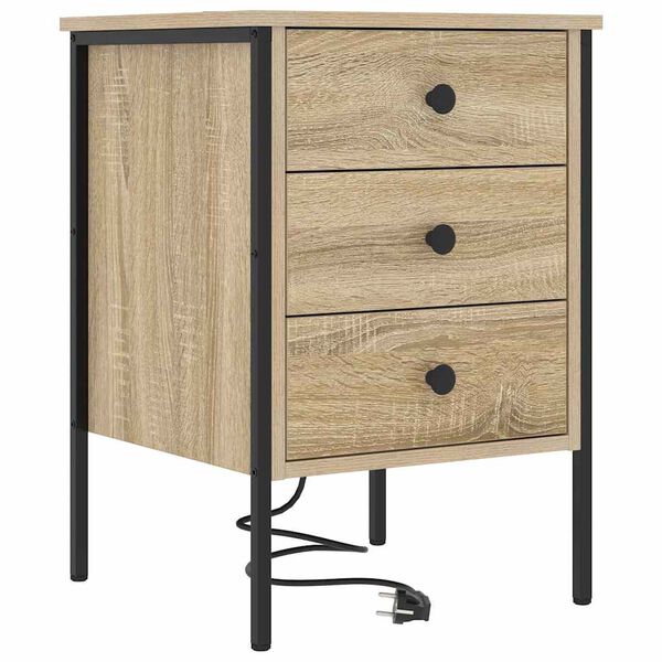 vidaXL Cabinet de chevet avec tiroir Ch&ecirc;ne Sonoma 42 x 41 x 61 cm