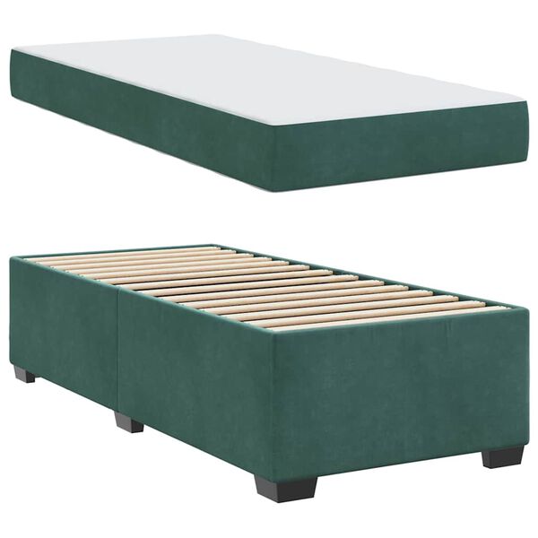 vidaXL Cadre de lit avec matelas Vert fonc&eacute; 100 x 200 cm Velours