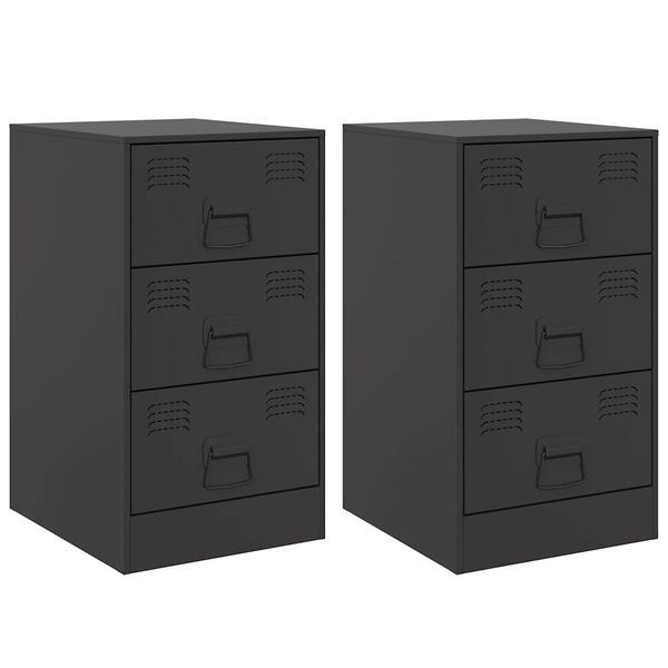 vidaXL Tables de chevet 2 pcs noir 34,5x39x62 cm acier