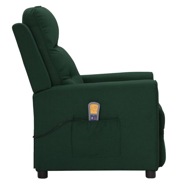 vidaXL Fauteuil de massage Vert foncé Tissu