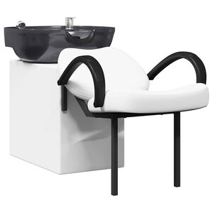 vidaXL Fauteuil de shampooing Blanc et Noir 136 x 60 x 92 cm PVC