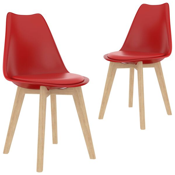 vidaXL Chaises à manger lot de 2 rouge plastique