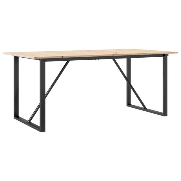 vidaXL Table &agrave; manger cadre en O 180x90x75 cm bois de pin massif acier
