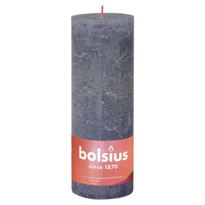Bolsius Bougies pilier rustiques Shine 4 pcs 190x68 mm Bleu crépuscule