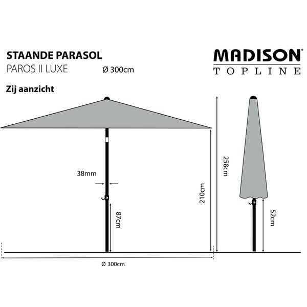 Madison Parasol de jardin Paros II Luxe 300 cm lueur dorée