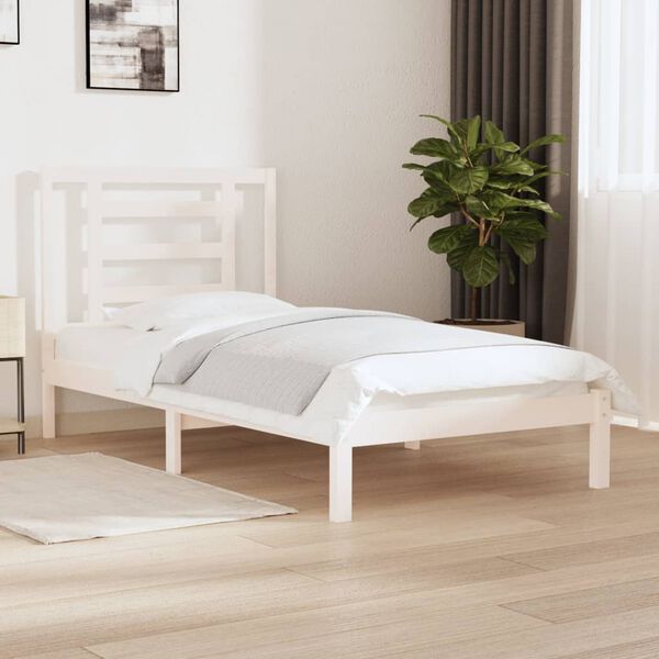 vidaXL Cadre de lit sans matelas blanc 90x200 cm bois de pin massif