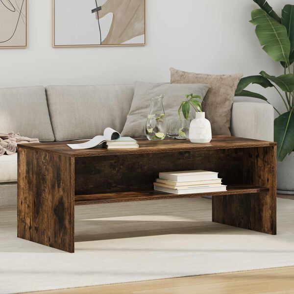 vidaXL Table basse Ch&ecirc;ne fum&eacute; 100 x 50 x 40 cm Bois d'ing&eacute;nierie