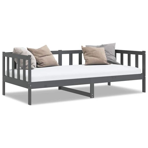 vidaXL Lit de jour sans matelas gris bois de pin massif 90x200 cm
