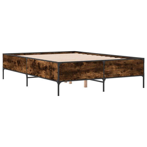 vidaXL Cadre de lit sans matelas ch&ecirc;ne fum&eacute; 150x200 cm
