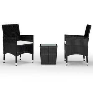 vidaXL Ensemble de bistro de jardin 3 pcs poly rotin et verre tremp&eacute;