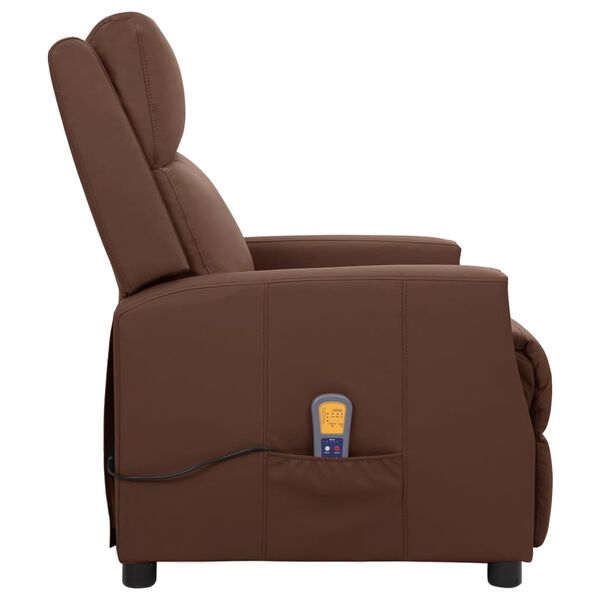 vidaXL Fauteuil de massage Marron Similicuir