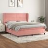 vidaXL Sommier &agrave; lattes de lit avec matelas Rose 180x200 cm Velours